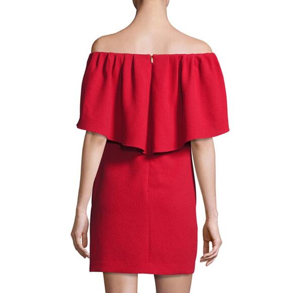Trina Turk Zeal Off Shoulder Red Cape Mini Dress Size 6 - Picture 2 of 8